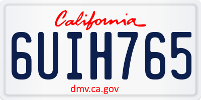 CA license plate 6UIH765