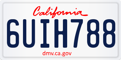 CA license plate 6UIH788