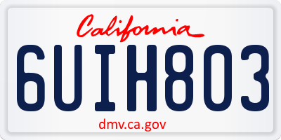 CA license plate 6UIH803