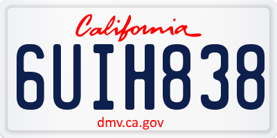 CA license plate 6UIH838