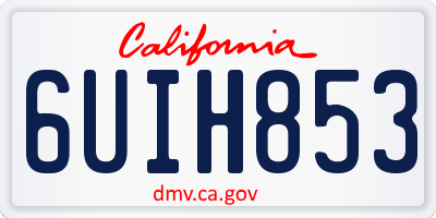 CA license plate 6UIH853
