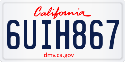 CA license plate 6UIH867