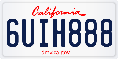 CA license plate 6UIH888