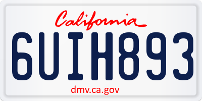 CA license plate 6UIH893