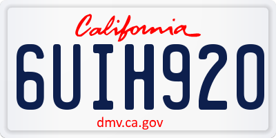 CA license plate 6UIH920