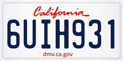 CA license plate 6UIH931