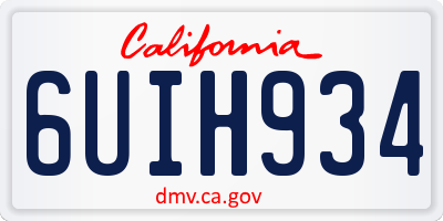 CA license plate 6UIH934