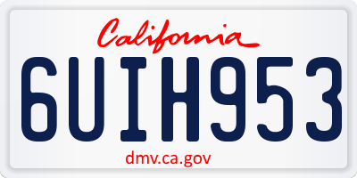 CA license plate 6UIH953