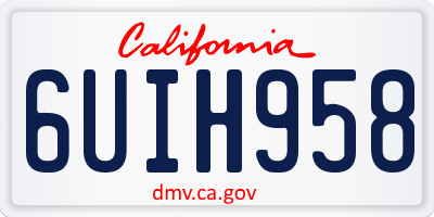 CA license plate 6UIH958