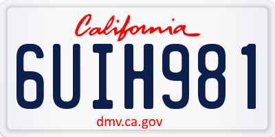 CA license plate 6UIH981