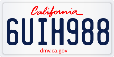 CA license plate 6UIH988