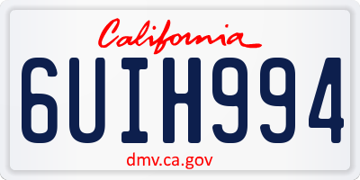 CA license plate 6UIH994