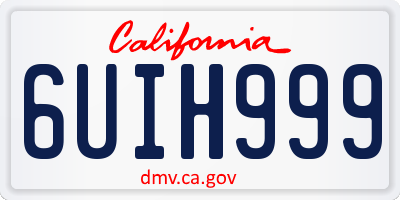 CA license plate 6UIH999