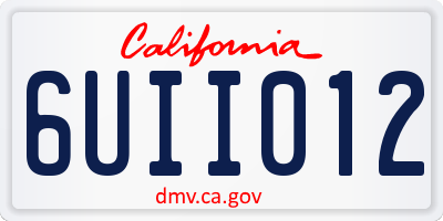 CA license plate 6UII012