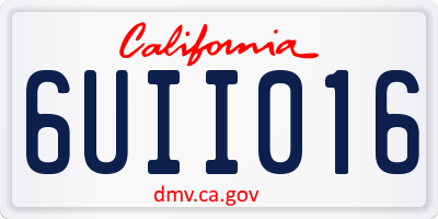 CA license plate 6UII016