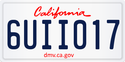 CA license plate 6UII017