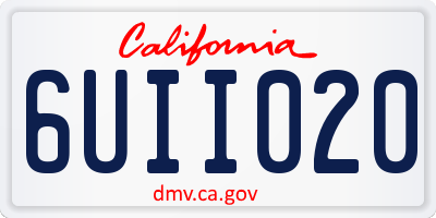 CA license plate 6UII020
