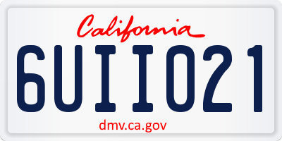 CA license plate 6UII021