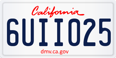 CA license plate 6UII025