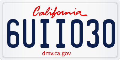 CA license plate 6UII030