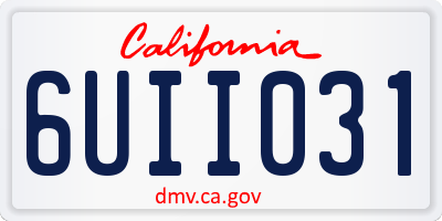 CA license plate 6UII031