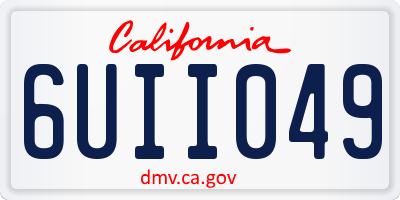 CA license plate 6UII049