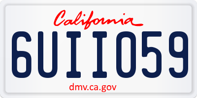 CA license plate 6UII059