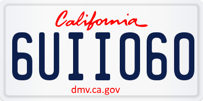 CA license plate 6UII060