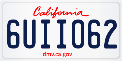 CA license plate 6UII062