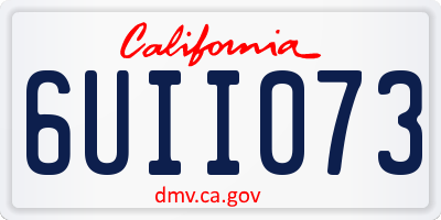 CA license plate 6UII073