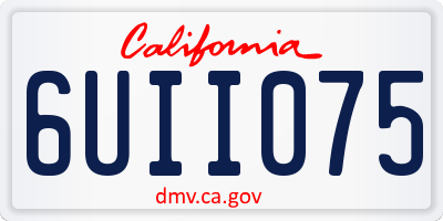 CA license plate 6UII075