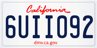 CA license plate 6UII092
