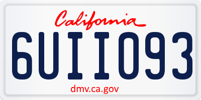 CA license plate 6UII093