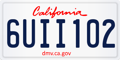 CA license plate 6UII102