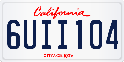CA license plate 6UII104