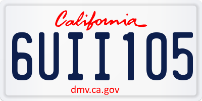 CA license plate 6UII105