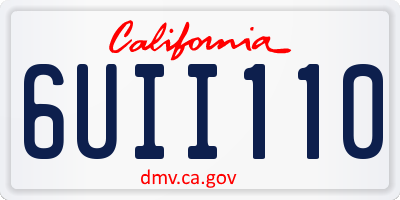 CA license plate 6UII110
