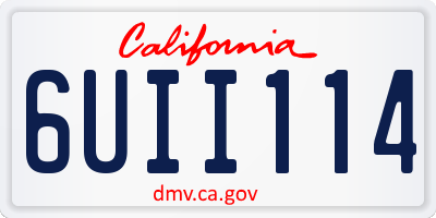 CA license plate 6UII114
