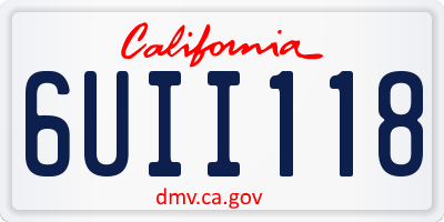 CA license plate 6UII118