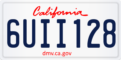 CA license plate 6UII128