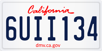 CA license plate 6UII134