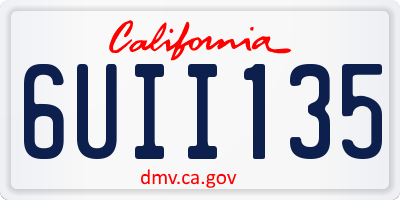 CA license plate 6UII135