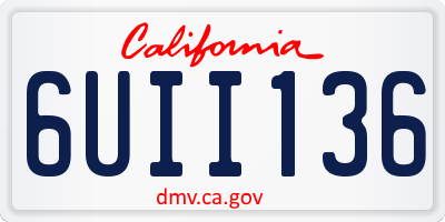 CA license plate 6UII136