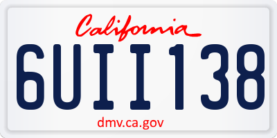 CA license plate 6UII138