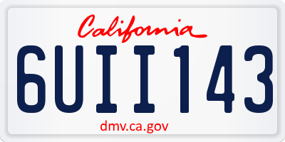 CA license plate 6UII143