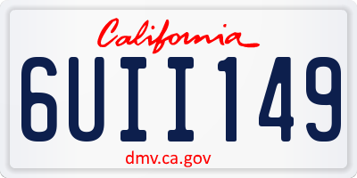 CA license plate 6UII149