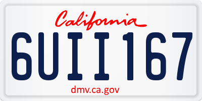 CA license plate 6UII167
