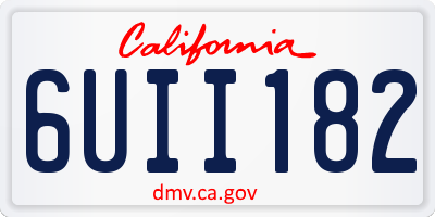 CA license plate 6UII182