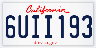 CA license plate 6UII193