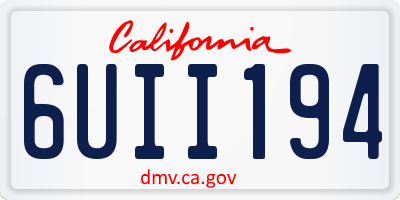 CA license plate 6UII194